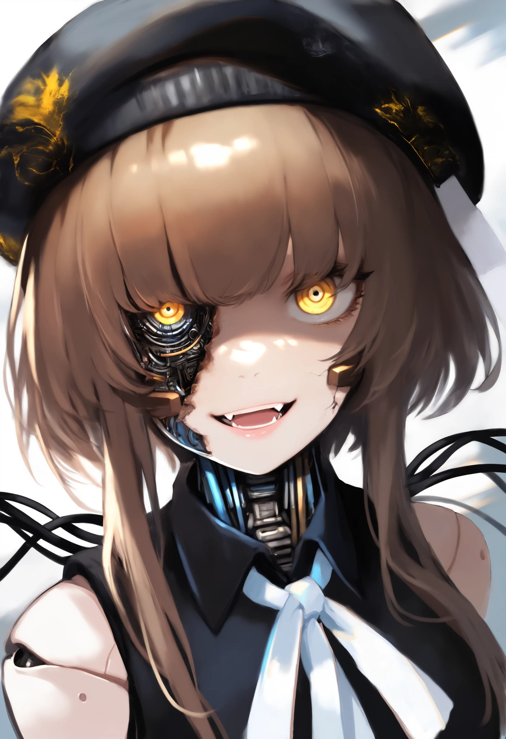 (best quality, masterpiece), (a woman horror creature with tentacles), (Monochrome, less light, black yellow background, yellow destroyed city behind)