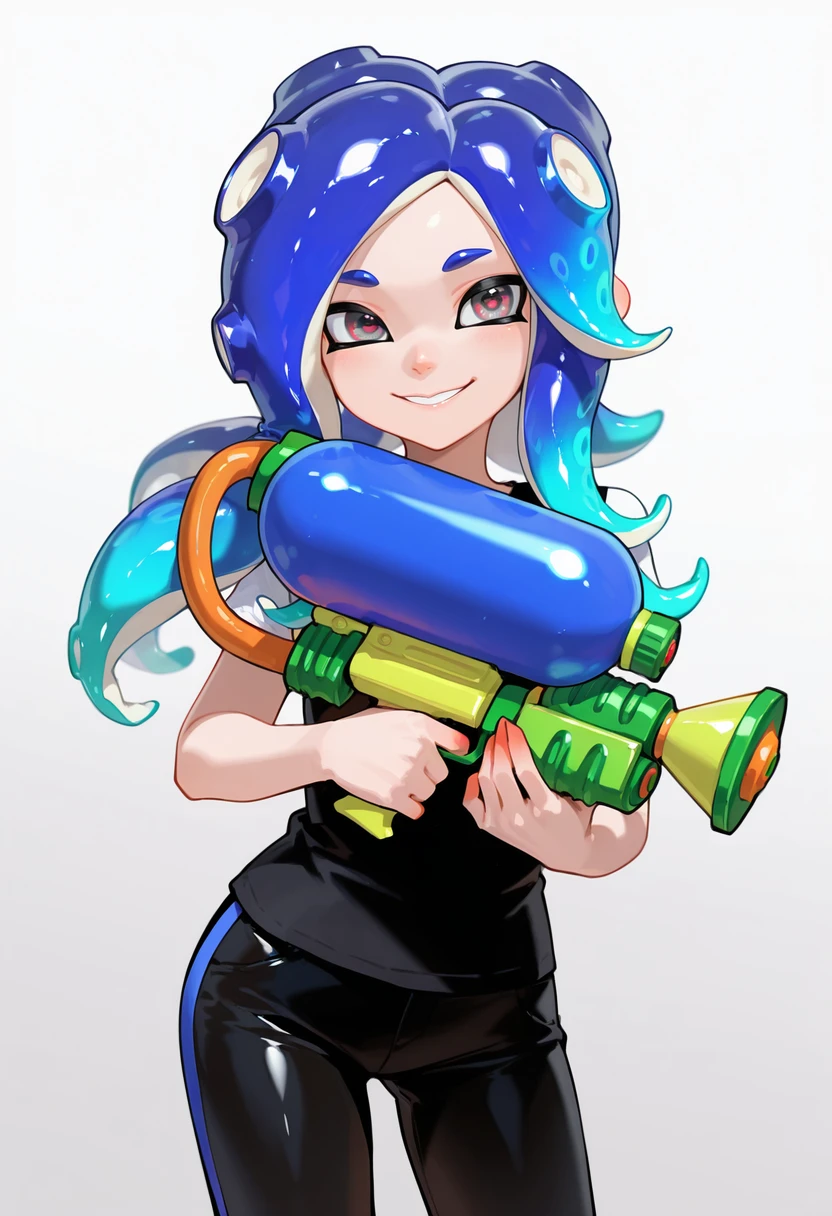 masterpiece, best quality,absurdres, ultra-detailed, high resolution,

octoling, 1boy, solo, smile, blue hair, gradient hair, long hair, posing, splattershot_(splatoon), splatoon,