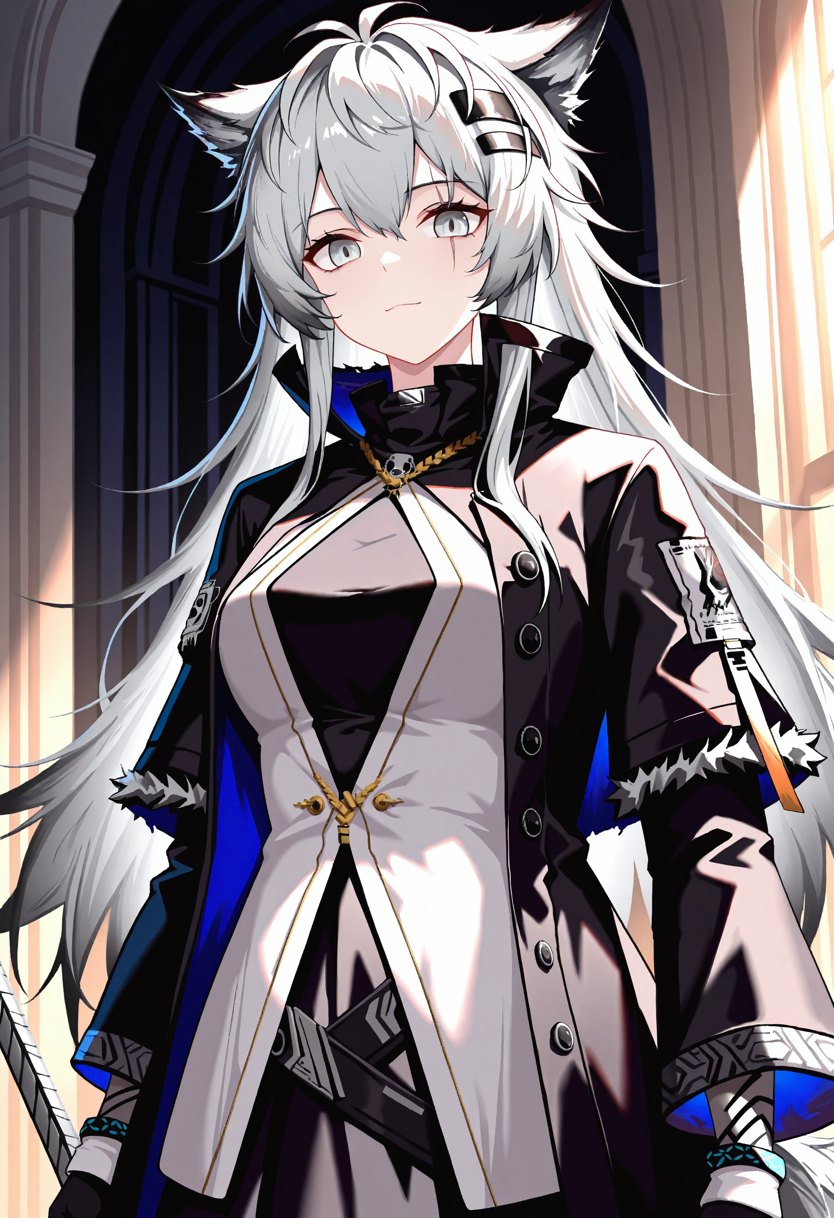 Anime characters in black and white clothes stand in the room., Azur Lane characters, From the video game Azur Lane, Great fate, Cutscene, Ayaka Genshin Impact, From Arknights, Anime style like Fate/Overnight stay, Azure Lane Style, Noir mood scene, blood will flow, video game genshin impact