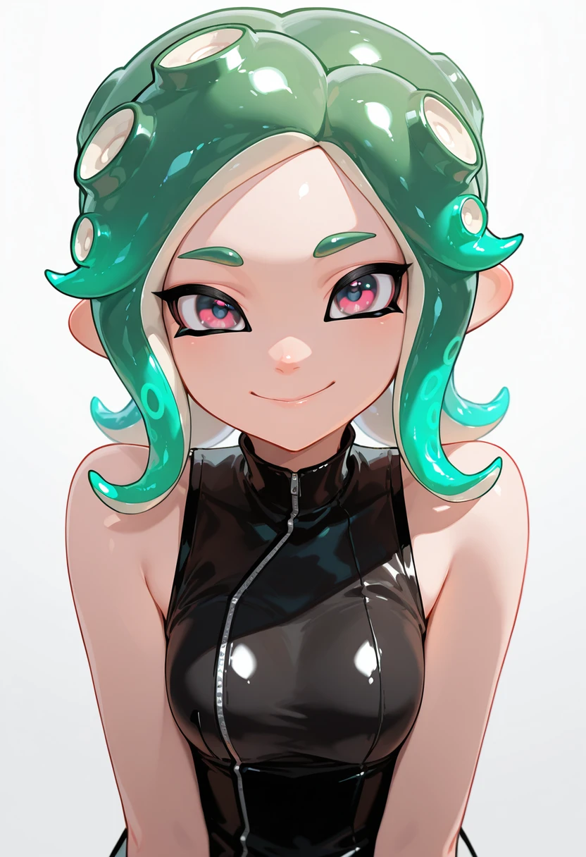 masterpiece, best quality,absurdres, ultra-detailed, high resolution,

octoling, 1girl, solo,smile, green hair, suction cups, looking at viewer,