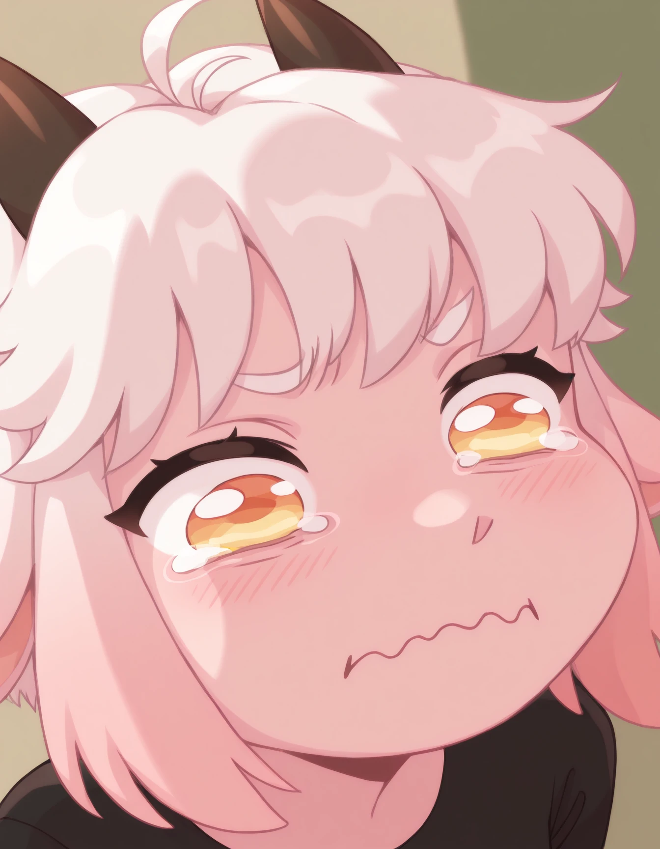 masterpiece, best quality, solo
Eiko-vkstickrs, white hair, light pink fur, orange dot eyes, black t-shirt, aquacrying, wavy mouth, closed mouth, tearing up, masterpiece, best quality, portrait,<lora:meme_aquacrying_illustriousXL:1>
 <lora:Eiko-vkstickrs_il:0.9>