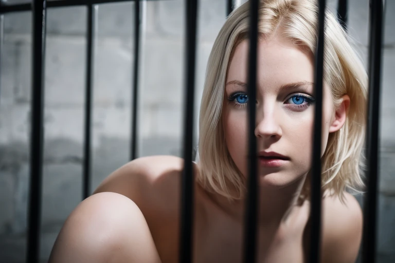 <lora:cgedbdFT15:0.9> 1girl, cage, solo, realistic, prison, 
 22 year old,  medium breasts, Blond choppy bob, scottish, , grey-blue eyes, fair skinned,   best quality , RAW photo, subject, 8k uhd,  high quality, photorealistic, fair-skinned female, porcelain skin,  dark-skinned male, (porcelain skin female),
  fearful expression,