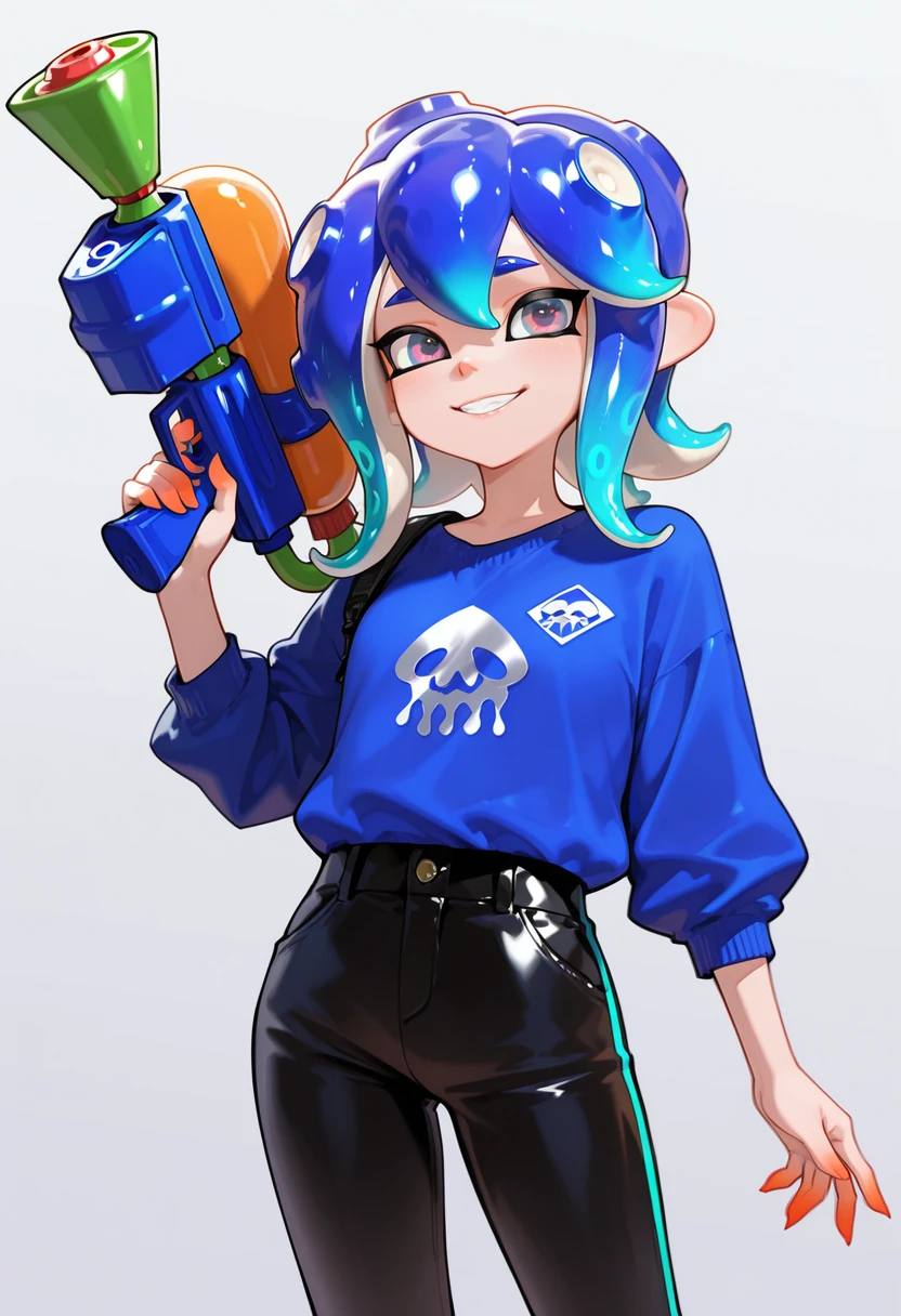 masterpiece, best quality,absurdres, ultra-detailed, high resolution,

octoling, 1boy:1.2, solo, smile, blue hair, gradient hair,posing, splattershot_(splatoon), splatoon,