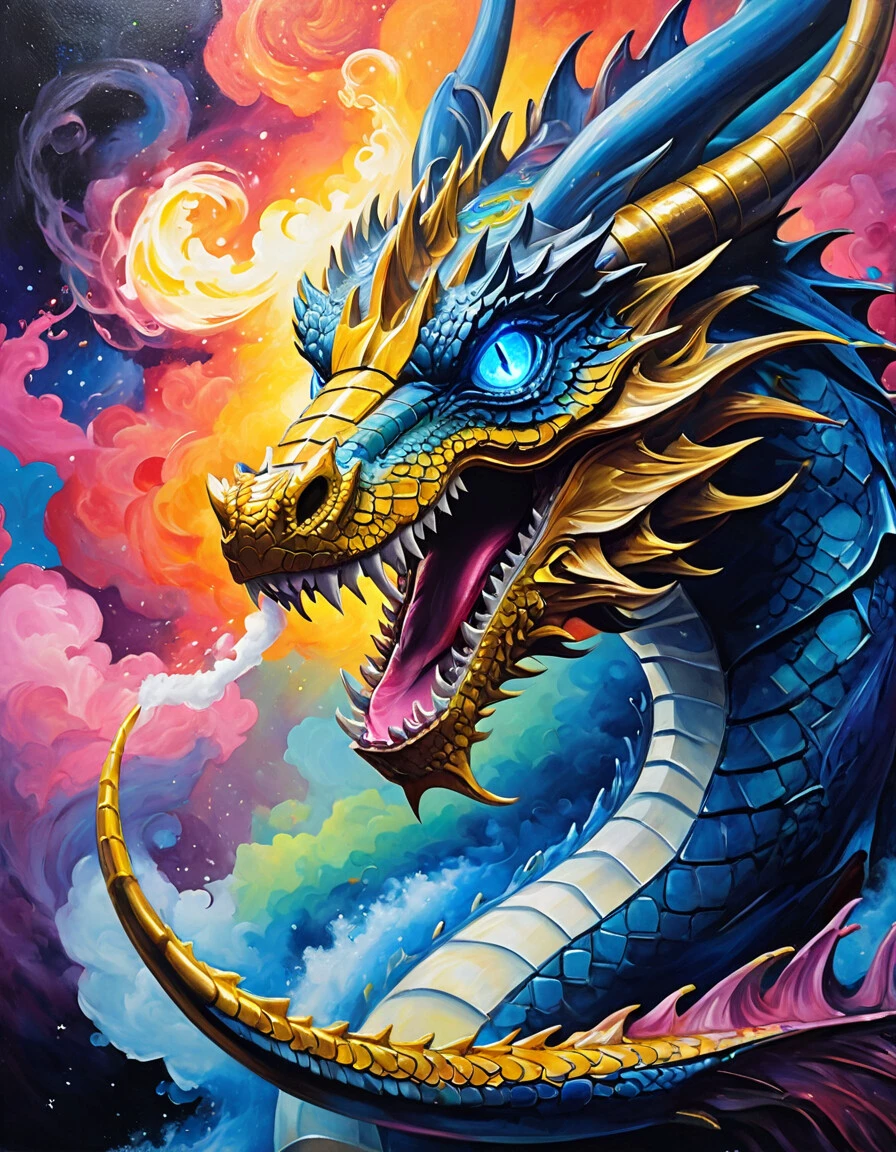 ultra highly detailed, luminism, acrylic ink, close up nightmare ethereal transparent scary demon male pirate creature, big blue glowing eyes, scary face, by Dorian Vallejo, Damian Lechoszest, Todd Lockwood, highly detailed luminous unusual delicate fog, smoke, sea waves, color drops, highly detailed, intricated, intricated pose, masterpiece, high quality, perfect composition, (((dragon))), (close-up), ((in style of Lucy Grossmith)), Impressionist painting The paint flows over the canvas to form a wallpaper of colorful, kouji \(astral reverie\), across the stars \(idolmaster\), evil blackhole, Surreal, ethereal, dreamy, mysterious, fantasy, ((masterpiece)), (best quality), ((ultra detailed)), Loose brushwork, vibrant color, light and shadow play, (((masterpiece))), (((best quality))), ((ultra-detailed))