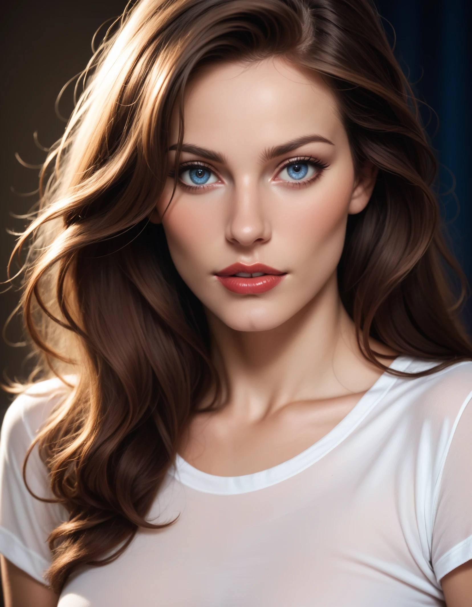 score_9, score_8_up, score_7_up, score_6_up, kylac, woman, long hair, red lips, realistic, photorealistic, solo, 1girl, brown hair, streaked hair, parted lips, blue eyes, dark background, blurry background, cinematic lighting, skinny, t-shirt, night, beach, portrait, close-up,
<lora:kylac:0.8>