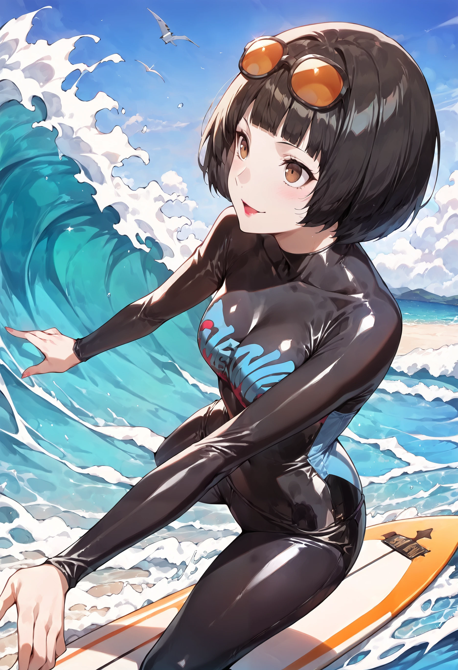 1 whale girl surrounded by a bright sky