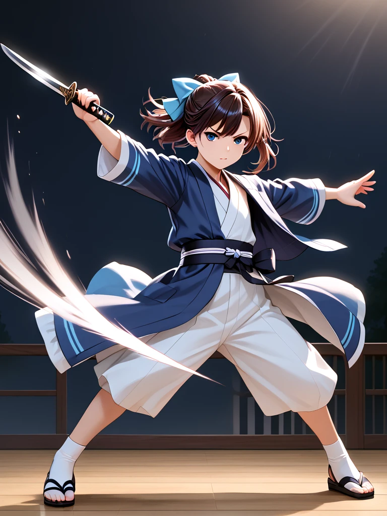 score_9, source_anime, holding katana, holding knife, hand on hilt, battle stance, dynamic pose, dancing, lunge, 1girl, updo, hair bow, japanese clothes, open coat, full body, motion blur, motion lines, speed lines, wind lift, spin in place, <lora:girllikekatanaandknife_pony:0.5>