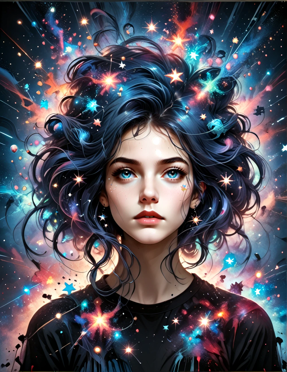 [Young 1girl, Cute Black Chaos Bob To The Wind, baroque:20]:BG[Nebula IC434] (Art by Slawomir-Maniak), Lush watercolor palette canvas/acrylic, Intricate, Extreme detailing, Complex key, ((Single Shot)), ((Best Quality)), ((Masterpiece)) , ( (Realistic)), (IDEAL), 8K, impressionism: 0.2 Обои Full HD
