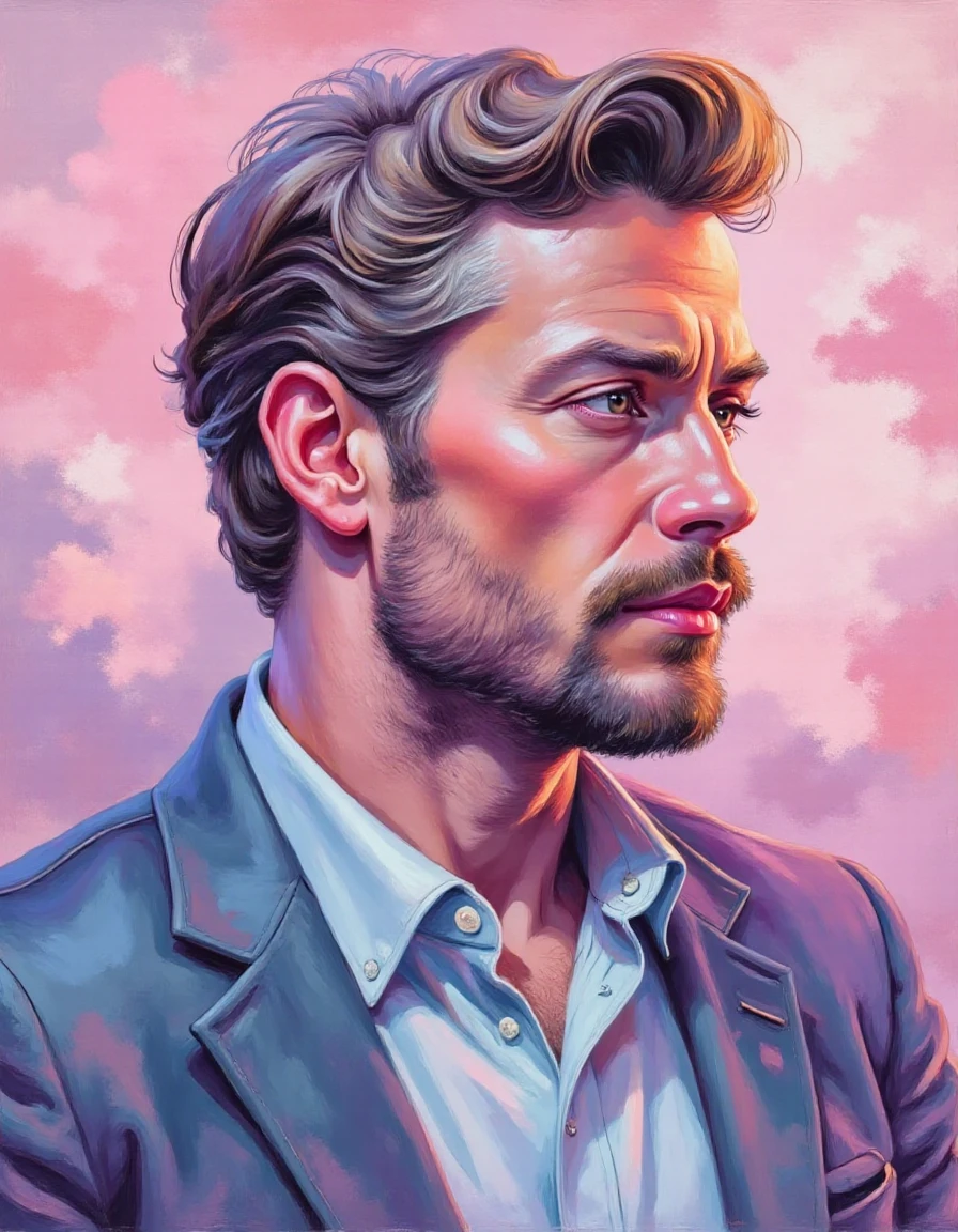 in the style of pastel dream a painting of handsome man <lora:pastel-dream:1>