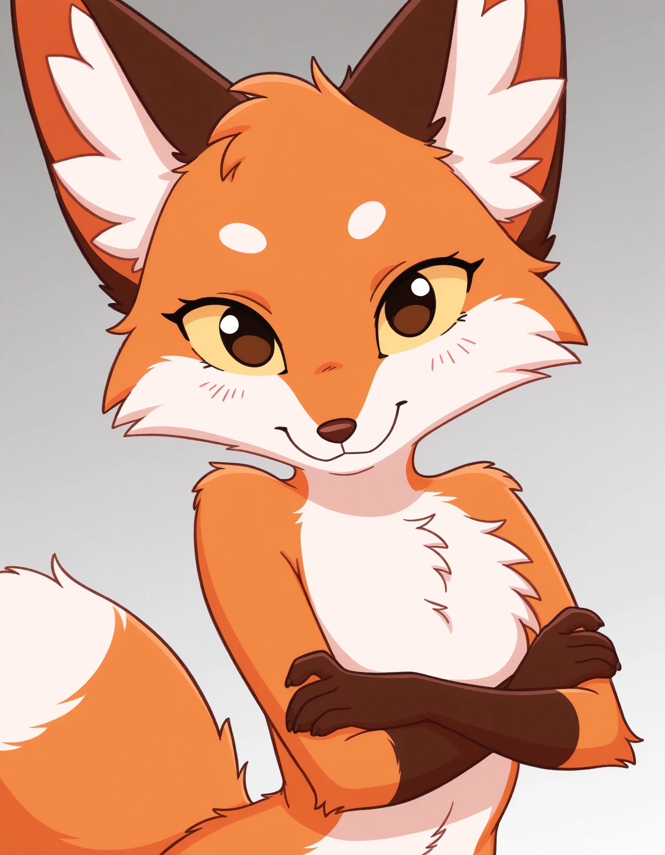 masterpiece, best quality, fox
pappy, orange fur, brown nose, yellow sclera, tail, gradient background, crossed arms, looking at viewer
<lora:pappy-v2-vkstickrs_il:0.9>