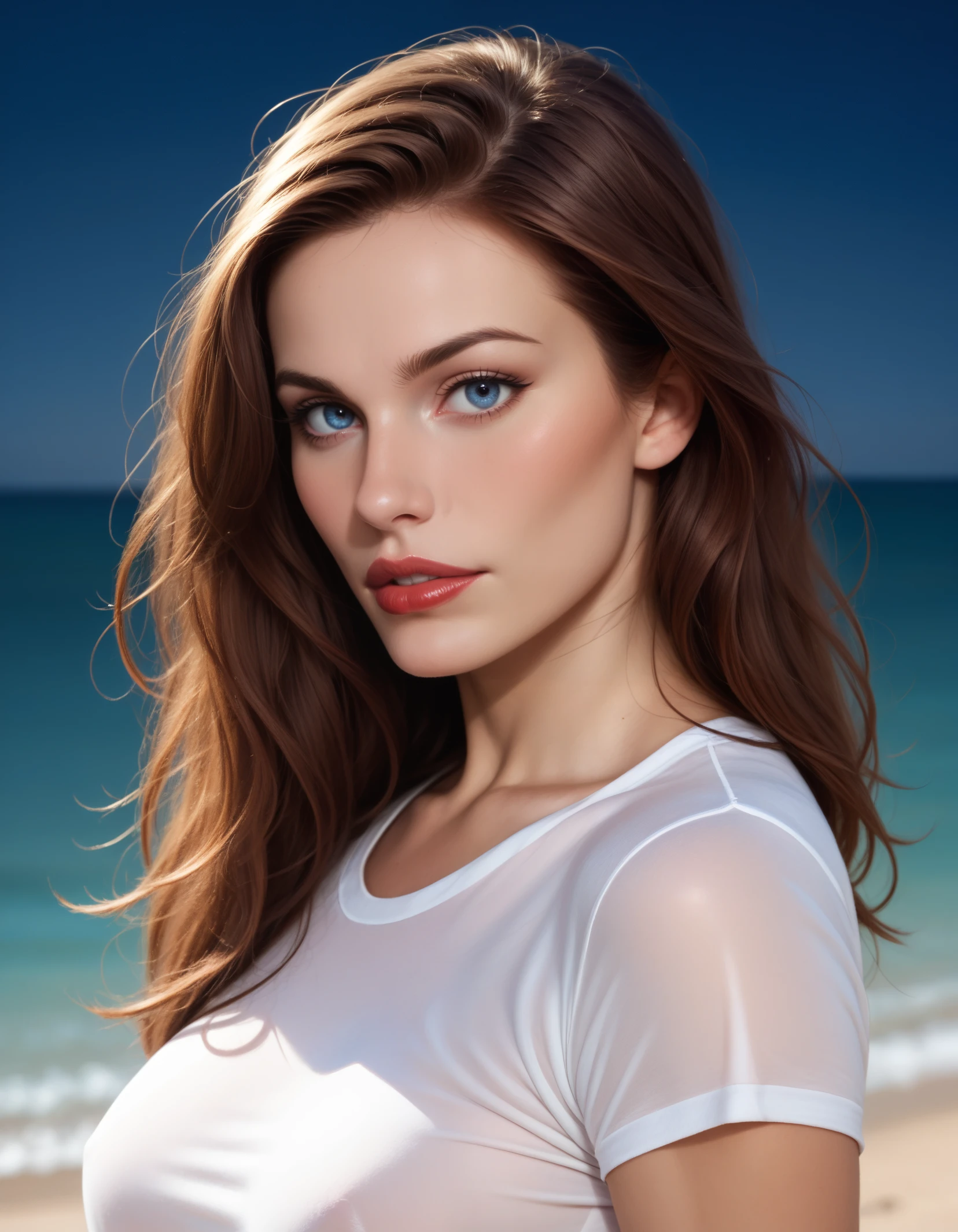 score_9, score_8_up, score_7_up, score_6_up, kylac, woman, long hair, red lips, realistic, photorealistic, solo, 1girl, brown hair, streaked hair, parted lips, blue eyes, dark background, blurry background, cinematic lighting, skinny, t-shirt, night, beach, portrait, close-up,
<lora:kylac:0.6>