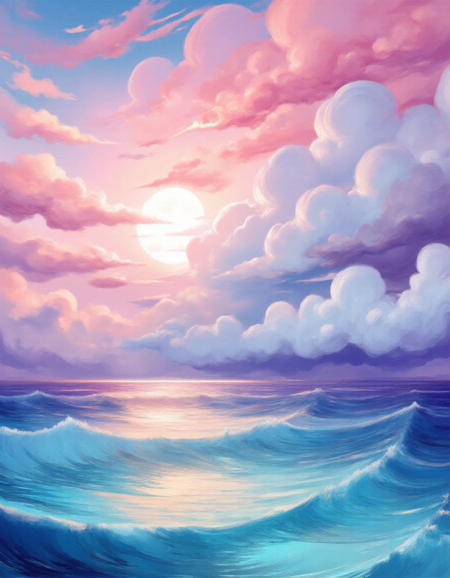 crashing storm on the ocean, thunderous in the style of pastel dream <lora:pastel-dream:1>