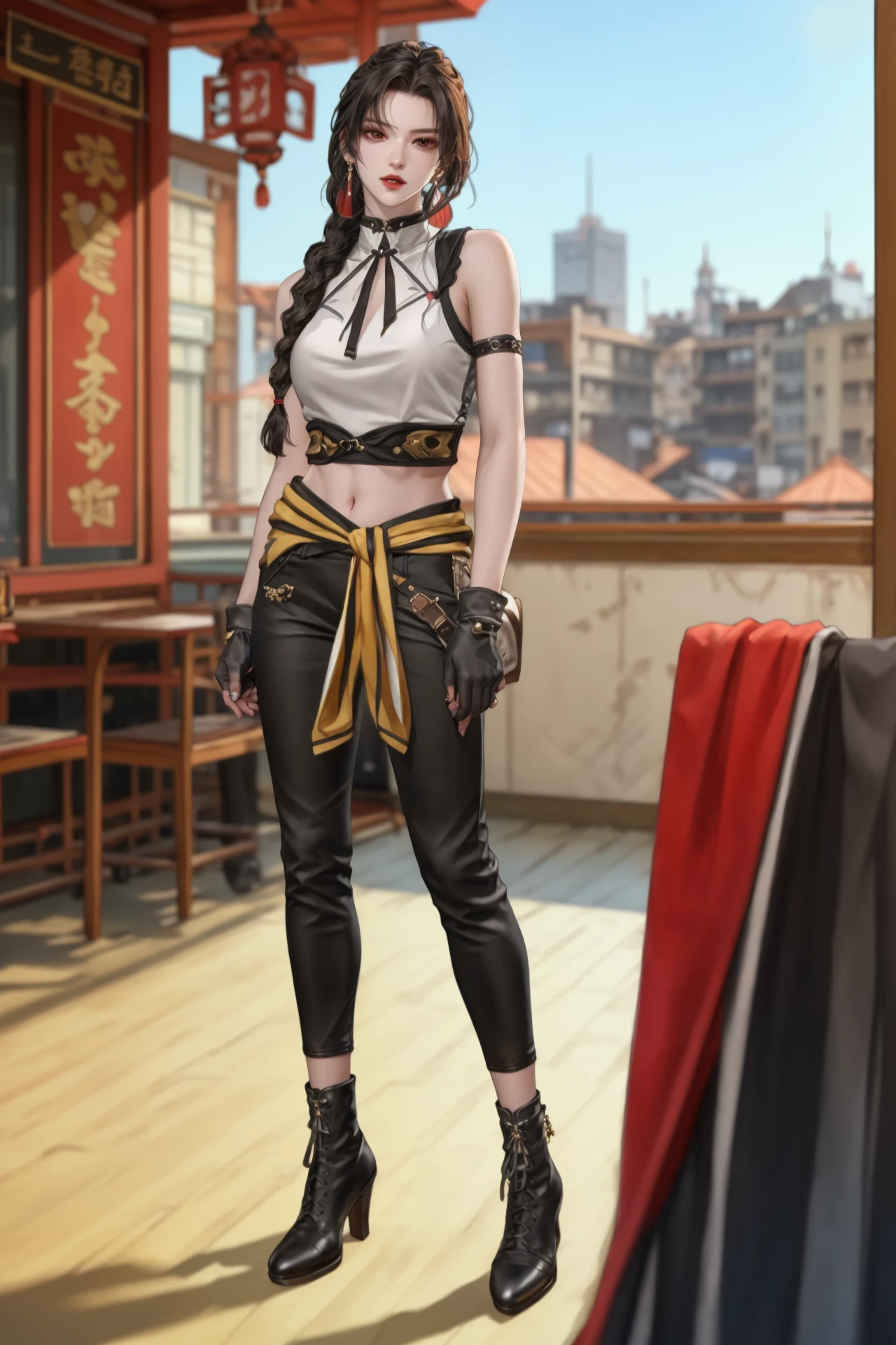 ((Best quality, 8k, Masterpiece :1.3)), upper bod y, Sharp focus :1.2, Beautiful woman with perfe ct figure, Highly detailed facial and skin textur e, Detailed eyes, Double evelids, Interior view, f erpect lighting, Glowing skin,