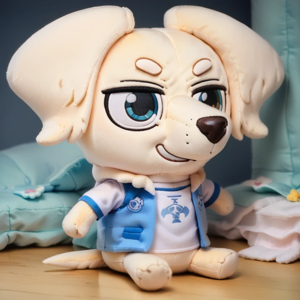 score_9, score_8_up, BREAK <lora:janelleb:1> janelleb, furry, dog, smile, <lora:woafu_plushify_pony:0.8> plushify, character stuffed toy, chibi, sitting,