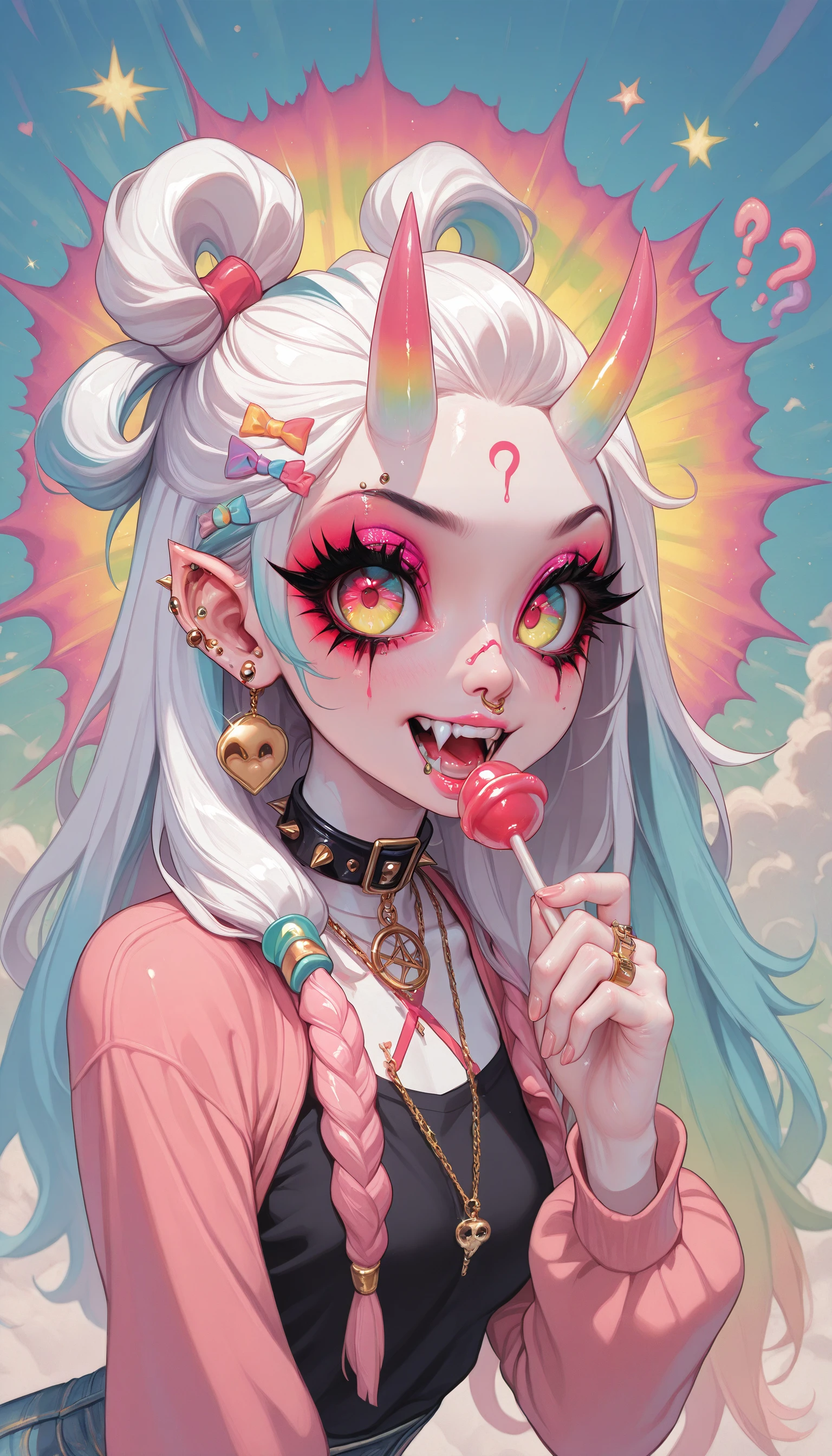 (masterpiece, best quality, semi-realistic, vibrant, rainbow, gurokawa, amazing quality, very aesthetic, absurdres, newest)
(Psychedelic Porn Crumpets, solo, solo_focus, holding lollipop,
? + â bovid 195k
? + â caprine 115k
? + â mammal 3464k
? + â sheep 34k
? + â accessory 146k
? + â alternative fashion 33k
? + â anthro 3410k
? + â anti-eyebrow piercing 105
? + â bridge ladder 13
? + â bridge piercing 2.7k
? + â candle 14k
? + â cheek piercing 1.0k
? + â dermal piercing 66
? + â dreadlocks 9.3k
? + â dripping 132k
? + â ear piercing 264k
? + â ear ring 107k
? + â eyelashes 273k
? + â facial piercing 86k
? + â fangs 272k
? + â female 2600k
? + â forward helix piercing 149
? + â gauged ear 8.9k
? + â gold (metal) 28k
? + â gold jewelry 15k
? + â hair accessory 85k
? + â hair ring 853
? + â heterochromia 30k
? + â horn 682k
? + â iridescent 1.1k
? + â iridescent background 12
? + â iridescent eyes 66
? + â iridescent piercing 1
? + â jewelry 248k
? + â looking at viewer 937k
? + â multicolored eyes 5.9k
? + â multiple ear piercings 116
? + â multiple facial piercings 44
? + â multiple piercings 3.0k
? + â nose piercing 57k
? + â nose ring 36k
? + â occult symbol 7.3k
? + â pentagram 6.6k
? + â piercing 417k
? + â psychedelic 792
? + â ring piercing 151k
? + â septum piercing 21k
? + â septum ring 7.4k
? + â solo 2379k
? + â sparkles 20k
? + â symbol 34k
? + â teeth 731k
? + â unusual eyes 851
? + â vampirebite piercing 4
? + â wax)