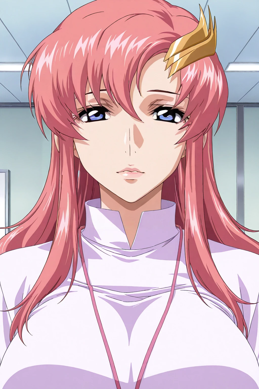 front view,
1girl,mature female,milf,huge breasts,upper body,looking at viewer,office lady,
Best quality,masterpiece,soft light,official art,high quality,highres,absurdres,epic scene,natural textures,<lora:Lacus Clyne IL:1>,lacus clyne,pink hair,long hair,hair ornament,blue eyes,