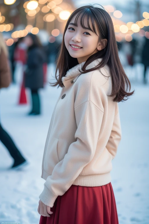 1girl,,(RAW photo, best quality), (realistic, photo-realistic:1.4), masterpiece, an extremely delicate and beautiful, extremely detailed, 2k wallpaper, Amazing, finely detail, extremely detailed CG unity 8k wallpaper, ultra-detailed, highres, soft light, beautiful detailed girl, extremely detailed eyes and face, beautiful detailed nose, beautiful detailed eyes,cinematic lighting,perfect anatomy,slender body
(at a park), (winter scenery),(snow park in the background), Sapporo Odori Park Winter Festival, festival lights (bokeh)
(wearing winter jacket) (long skirt)
(free poses)
(smile)
<lora:chest size:-1>
<lora:ikutalilasV2_lora:0.4> <lora:ikutalilas_lora:0.4>