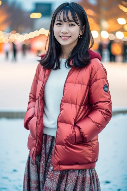 1girl,,(RAW photo, best quality), (realistic, photo-realistic:1.4), masterpiece, an extremely delicate and beautiful, extremely detailed, 2k wallpaper, Amazing, finely detail, extremely detailed CG unity 8k wallpaper, ultra-detailed, highres, soft light, beautiful detailed girl, extremely detailed eyes and face, beautiful detailed nose, beautiful detailed eyes,cinematic lighting,perfect anatomy,slender body
(at a park), (winter scenery),(snow park in the background), Sapporo Odori Park Winter Festival, festival lights (bokeh)
(wearing colorful winter jacket) (long skirt)
(free poses)
(smile)
<lora:chest size:-1>
<lora:ikutalilasV2_lora:0.4> <lora:ikutalilas_lora:0.4>
