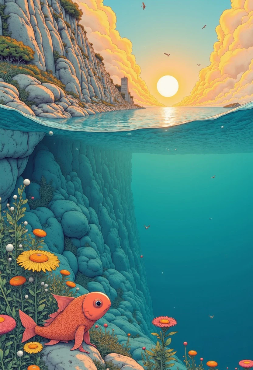 C'est en se couchant sous le pont que le soleil tourmente le poisson