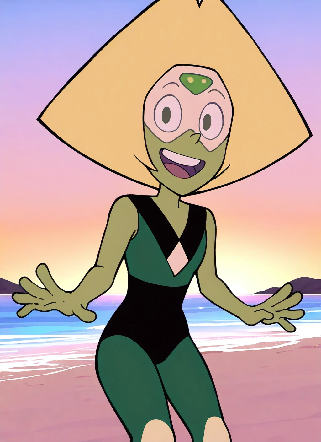 masterpiece, best quality, 1girl, peridot, green skin, cooking, indoors, kitchen background <lora:Peridot:1>