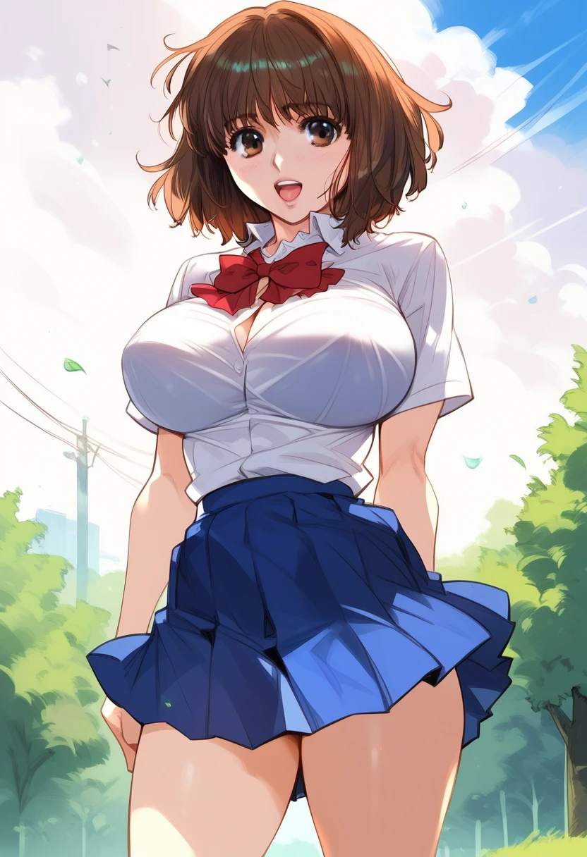 score_9, score_8_up, score_7_up, score_6_up, score_5_up, score_4_up, masterpiece, best quality, BREAK,
1girl, outdoors, <lora:Maki_Hayami_Hantsu_Trash:1> hayami_maki, large breasts, short hair, brown hair female, school uniform, skirt, <lora:Lucyla_Style:1>