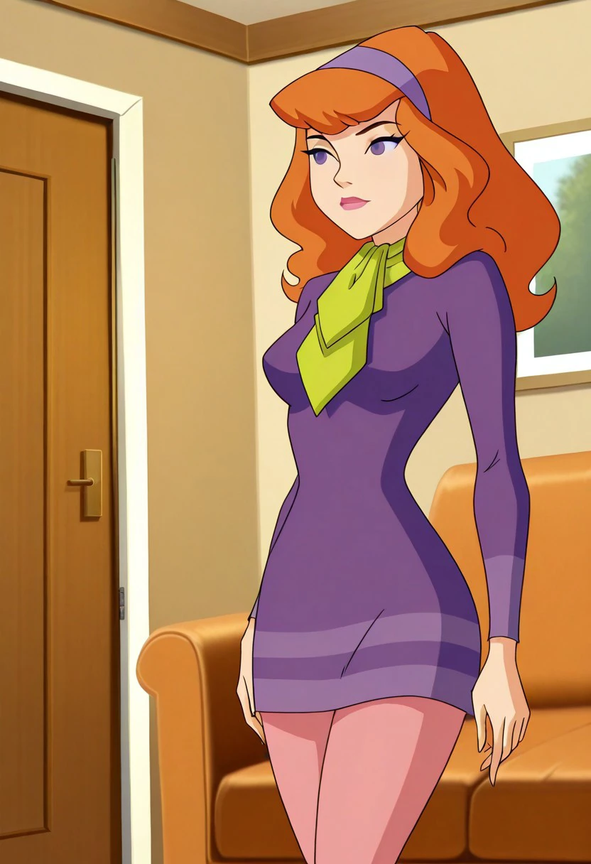 pov, Sam, totally spies, sitting, inside a train, skirt, bare shoulders, orange hair, green eyes, blushing, hairy penis, foreskin, crossed legs, man, dick flash, awe