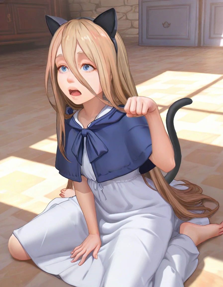 1girl on the floor, paw pose, open mouth, fake cat ears, sunlight, castle
,,,,,,,,,,,,,,,,,,,,,,,,,,,,,,,,,,,,,,,,,,,,,,,,,,,,,,,,,,,,,,,,,,,,,,,,,,,,,,,,,,,,,,,,,,,,,,,,,,,,,,,,,,,,,,,,,,,,,,
(sense \(sousou no frieren\):0.8), very long hair, hair between eyes, light brown hair ,blue capelet, white dress <lora:sense_illustriousXL_v01_last:.5>
<lora:taffytales_style_illustrious_v1:1>