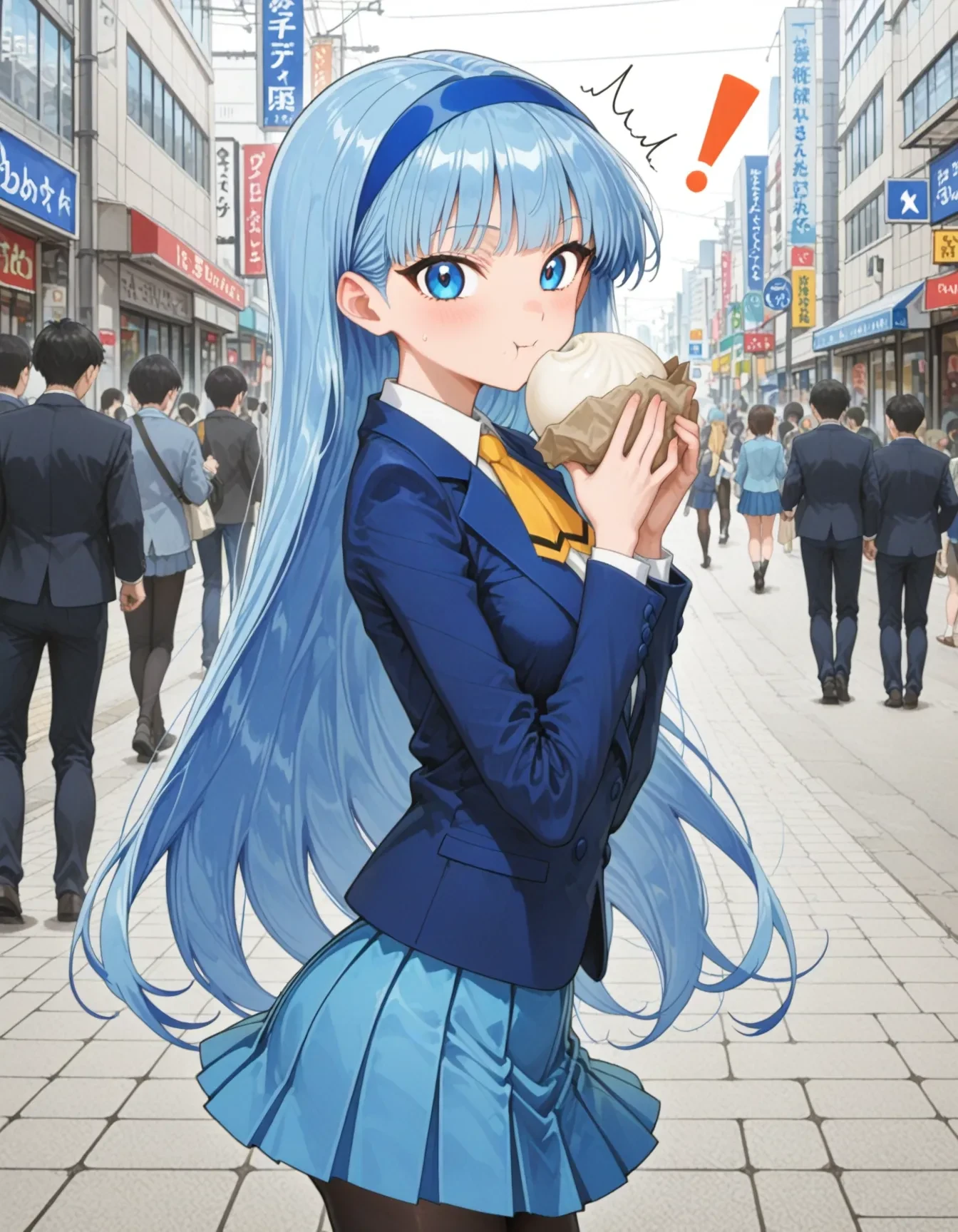 <lora:MKR_UMI_SU_NAIXL_01:1>, 1girl, ryuuzaki umi,MKR_UMI_SU,black pantyhose,
outdoors,shopping street,crowd, eating baozi, looking at viewer, surprised, !, from side,
<lora:NoobV065sHyperDmd:1>, masterpiece, best quality, very aesthetic, absurdres, newest, safe