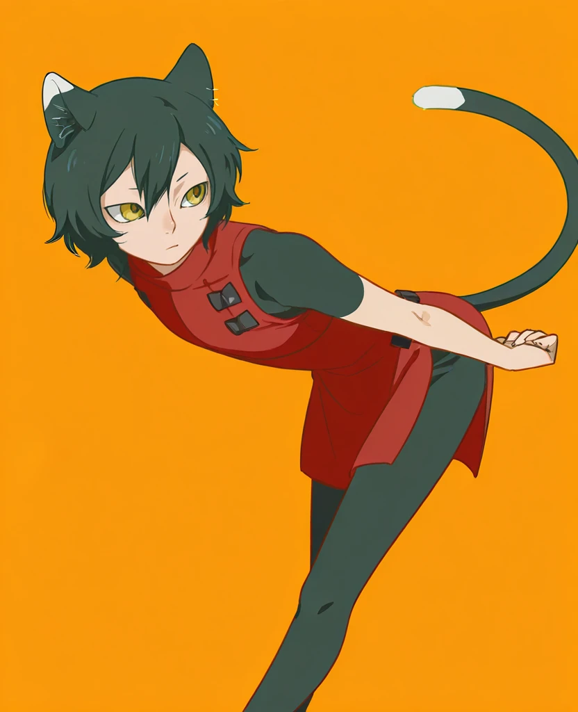 <lora:Izutsumi_Danjon_Meshi_Illustrious:1> 1girl, izutsumi, short hair, animal ears, cat ears, cat girl, solo, tail, black hair, cat tail, yellow eyes