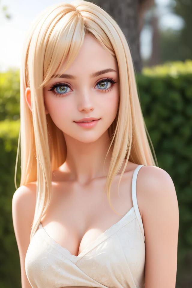 A serene summer day, an ultra hot gorgeous European woman. Age 23. relaxing in a lush garden, her long blonde hair flowing in the gentle breeze, wearing a delicate floral dress, surrounded by vibrant blooms, butterflies fluttering nearby, warm sunlight filtering through the trees, a dreamlike atmosphere, (best quality,8k,highres,masterpiece:1.2),ultra-detailed,(realistic,photorealistic,photo-realistic:1.37),detailed eyes,detailed lips,extremely detailed face,longeyelashes,intricate floral patterns,natural lighting,warm color palette,cinematic composition