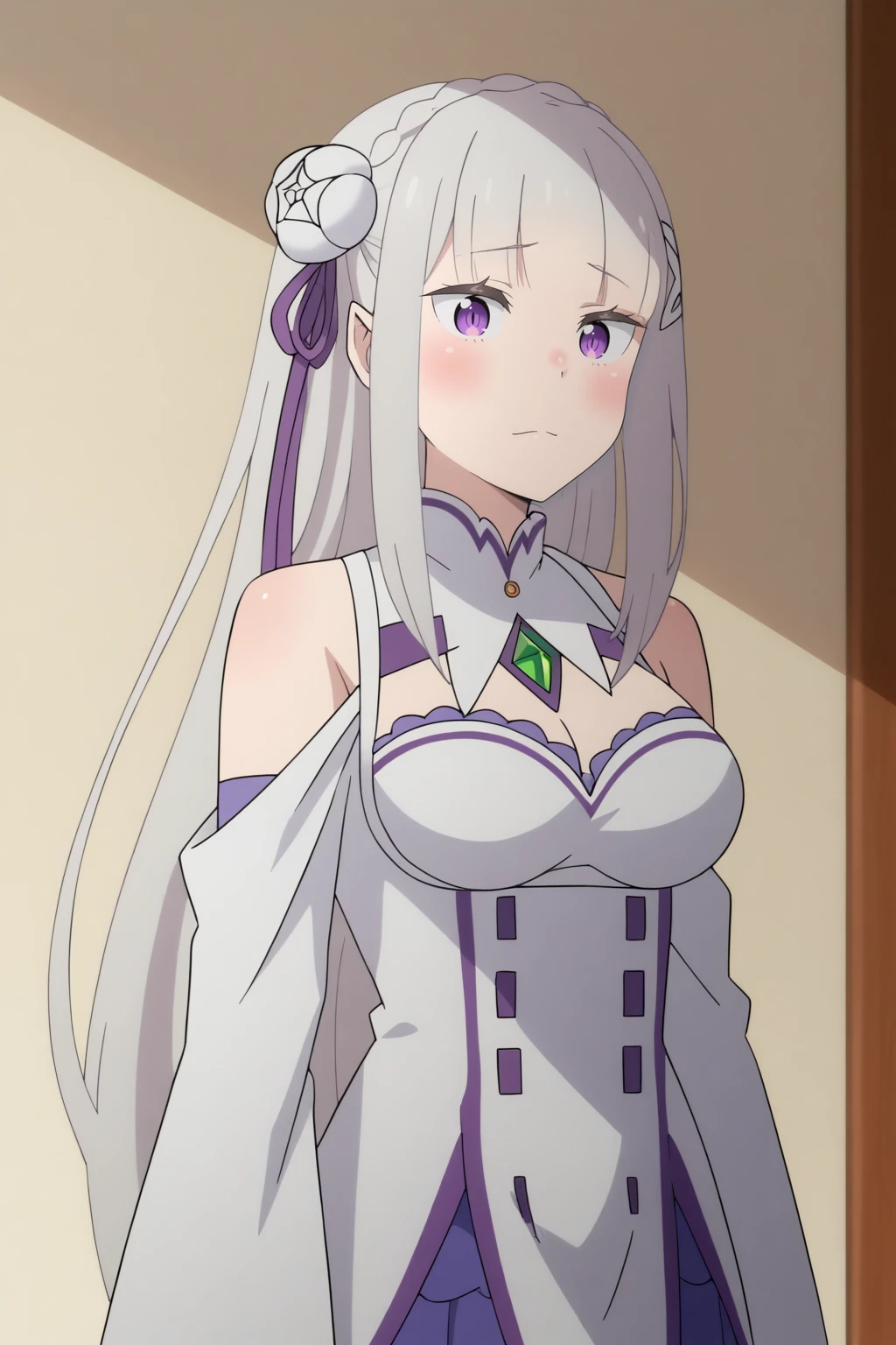 Emilia shakes hands with Subaru