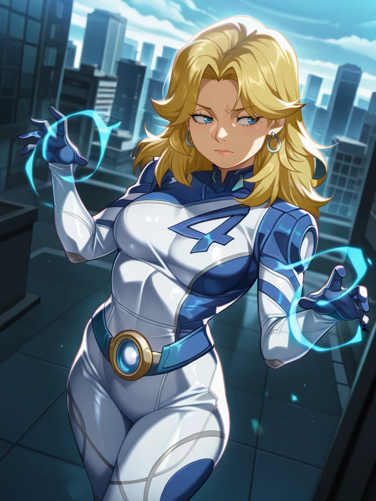 highres, hi res, best quality, masterpiece, intricate details, absurdres, 4k,,, cartoon,
1girl, blonde hair, blue eyes, earrings, bodysuit, gloves, (SueStormXL:1.1).
dynamic pose, cowboy shot, looking at away, sexy pose, city, looking at viewer, hands up, energy around, dutch angle, from above,
<lora:ASueStorm_character-12:0.8> <lora:jcm2_style_v1_illustrious:0.8> jcm2style,,