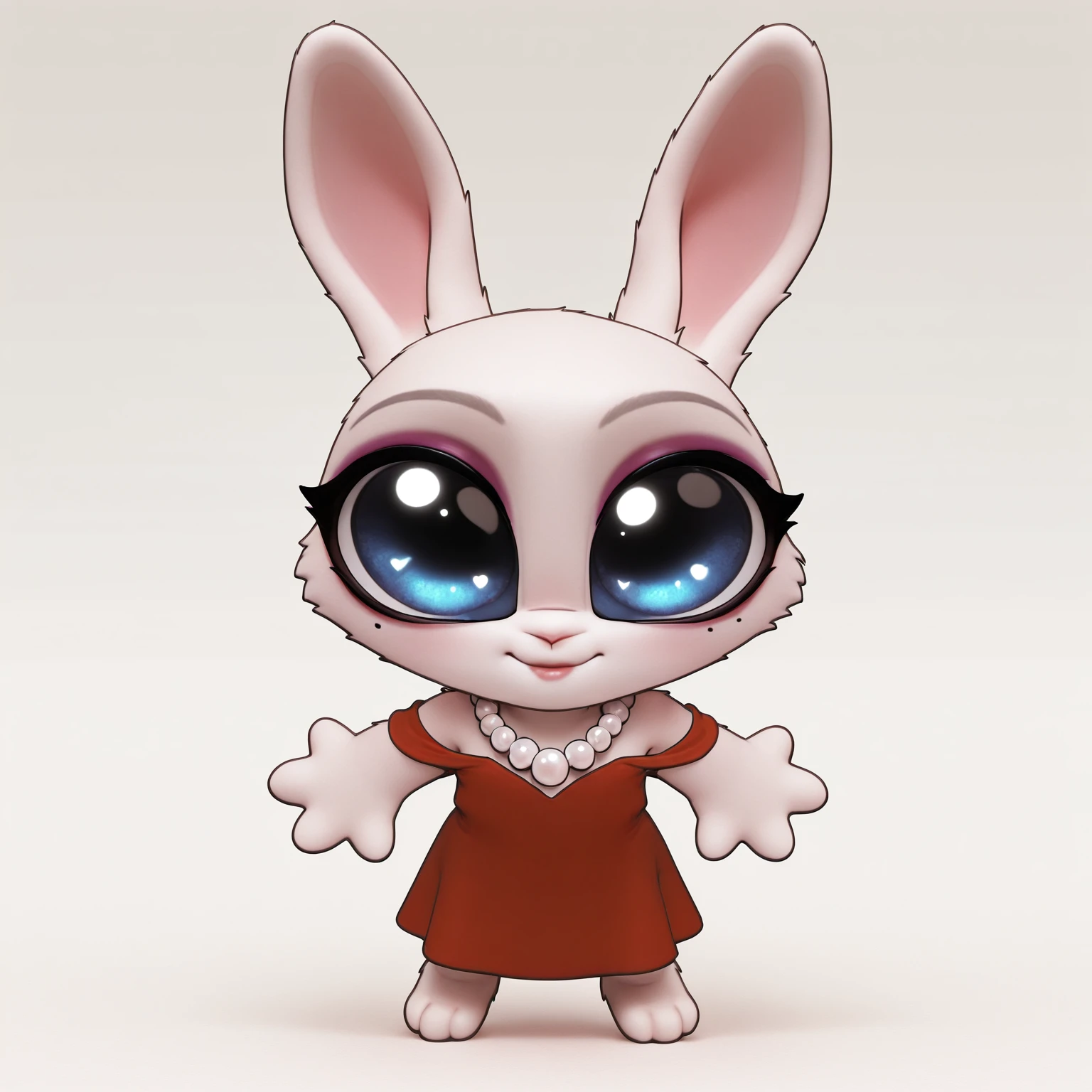 masterpiece, best quality, solo, blue eyes, bare shoulders, 3D
rabb1t-l1arsb4r, anthro, rabbit, red dress, facial mole, white beads around the neck, white fur, makeup, pale lips, flared dress, mikus-concept, full body, big eyes, chibi, white background,
<lora:silly-guy-il:1>
<lora:rabb1t-l1arsb4r_il:1>
