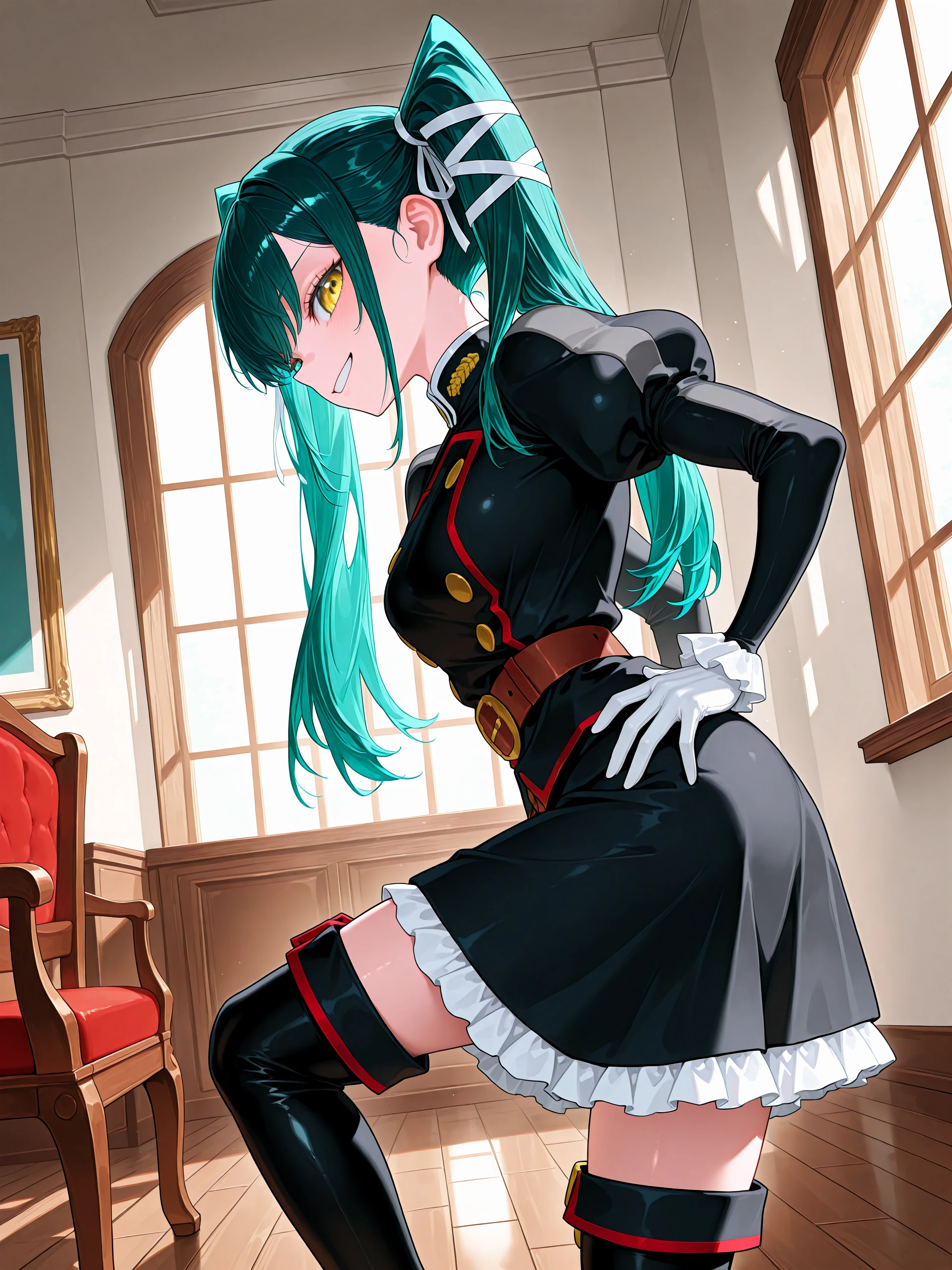 1 Girl、Silver Hair、Pale skin、Long Hair、Red flower hair ornament、Emerald green eyes、Small breasts、Short、Gothic Lolita Clothing、Big city、High resolution、highest quality、Detailed face、Anime Moe Art Style、abdomen、Cowboy Shot、healthy、Puffy nipples、Anime Best Girl, cute anime girl、Panties、Skirt Lift、Self Lift、Groin