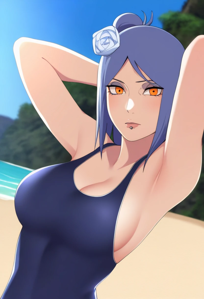 Masterpiece,Solo,1girl,Sumire Kakei,(Boruto),Big Breasts,Pussy,Perfect Body,Sexy Body Hot,High Quality,High Resolution,Photograph 16K,Ultra Detailed,Singel Braid,Beautiful,Beautiful Woman,Nude,Beach Background 