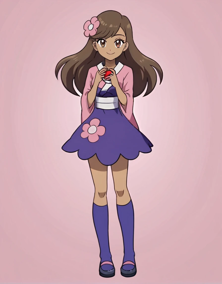 score_9, score_8_up, score_7_up, score_6_up, score_5_up, score_4_up, BREAK source_anime, ((anime screencap)), <lora:BlossomXL-08:1> BlossomXL, 1girl, solo, hair ornament, holding, long hair, holding poke ball, hair flower, flower, poke ball, socks, closed mouth, smile, bangs, eyelashes, hands up, wide sleeves, poke ball \(basic\), skirt, full body, standing, kneehighs, japanese clothes, looking at viewer, pink flower, sash, floating hair