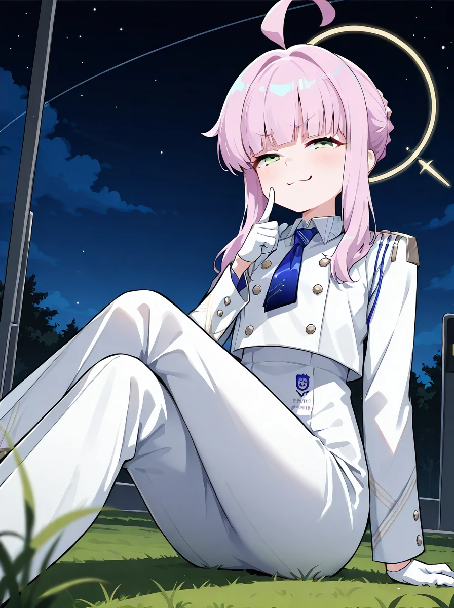 detailed background, posing,  
<lora:shirakaya.il:1>,
shirakaya,
clothed girl, 
night, sky, sit on floor, grass field, low angle, smug,