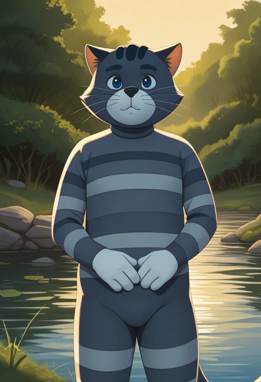 score_9, score_8_up, score_7_up, cartoon_style, ((by BodiPhantom)), byBodiRDz, 4k, 8k, The best quality, very well drawn, detailed,
high quality, detailed, 4k, high resolution, high quality, high resolution, outdoors, furry character, canine, 2d, solo, against the backdrop of the river,
prostokvashino, furry, animal, cat, boy, 2d, source_cartoon, cat boy, matroskin, is a cat with white and gray or white stripes, plump, plump cat, tabby cat, fat cat, detailed cat, detailed cat body, detailed face,
(sexy), naked, exposed, easynegative, Split Lighting style, partially covered in shadow