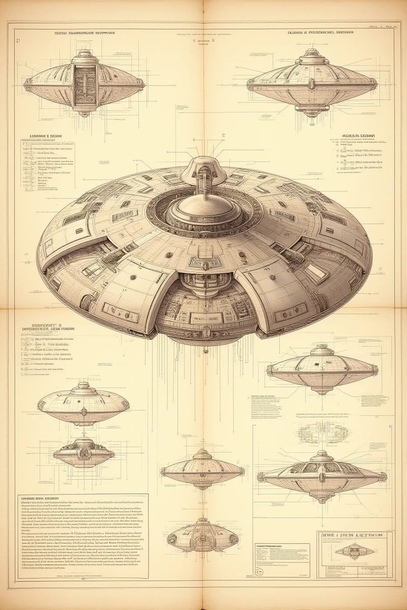 Blueprints & Sci-Fic Mechanical Drawings | Schematic Diagrams of Machinery