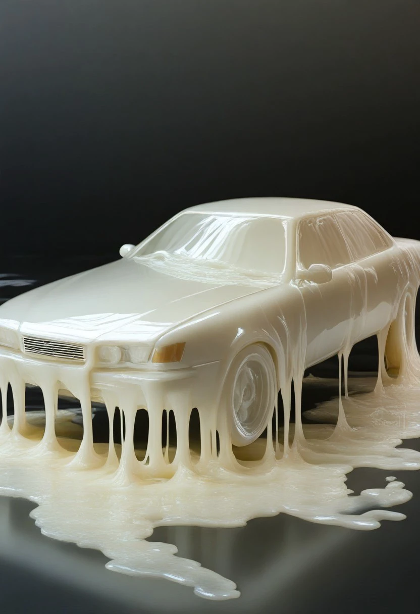 A car,cum, covered in cum, white cream slime
