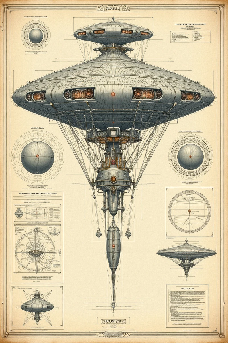 Blueprints & Sci-Fic Mechanical Drawings | Schematic Diagrams of Machinery