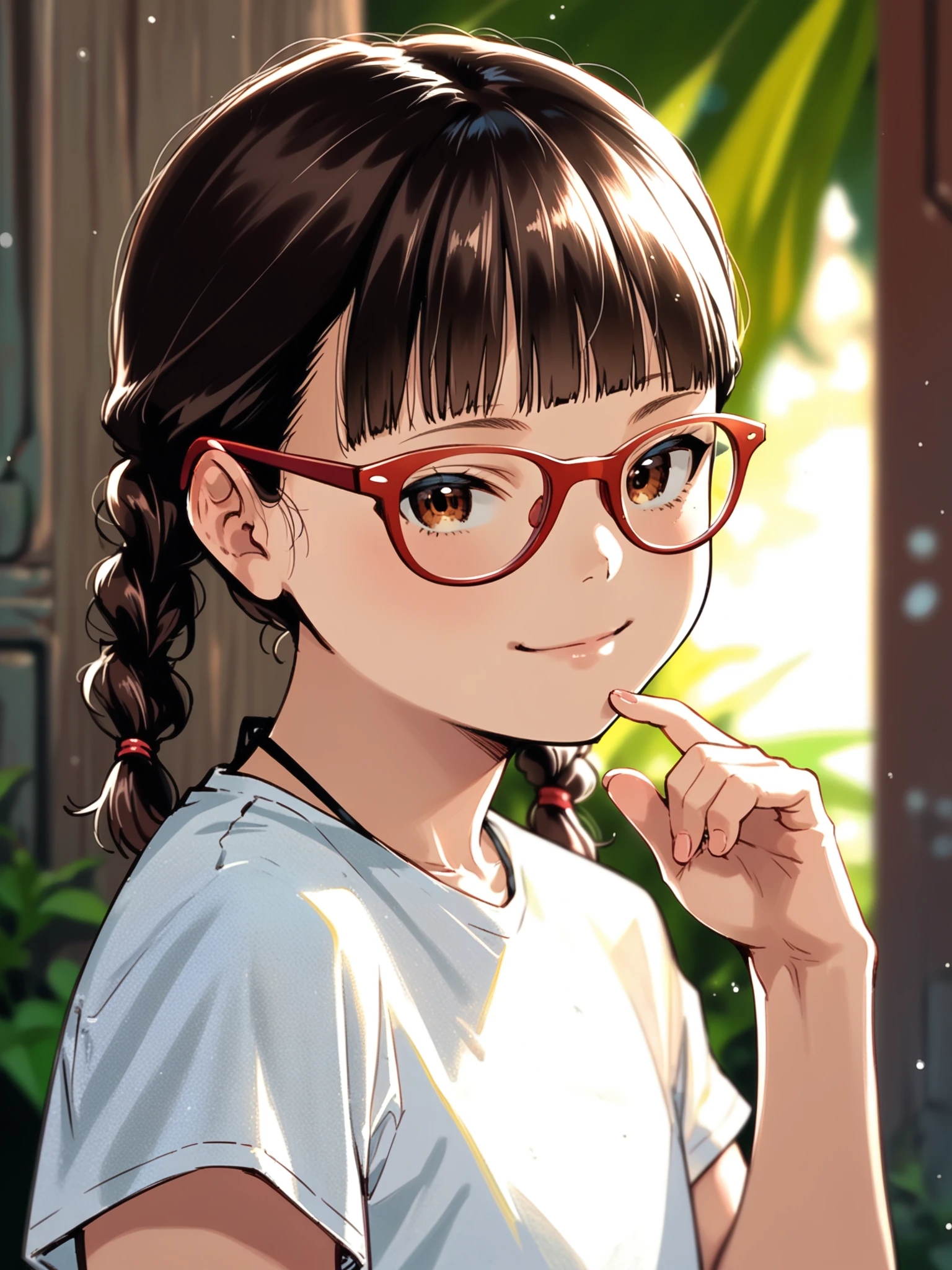 <lora:happy_tentacle-mitorinka-v0.2:1>, ht_mitorinka, glasses, flat chest, brown hair, brown eyes , seductive smile, outdoors, day cowboy shot, 1girl, (petite:1.2), solo focus, (looking at viewer:1.1), backlighting, (depth of field:0.8), from side, [(realistic, photorealistic:1.2):(realistic:1.2):22], [(3d:1.2)::12], <lora:LUUNA's Lunas-NijiJourney-SDXL-B2:0.5>, nijijourney, <lora:prgfrg23's Counterfeit-V3.0 Style SDXL_LoRA_Pony Diffusion V6 XL:0.35>, <lora:Shed_The_Skin's StS_age_slider_v1_initial_release:-1>, score_9, score_8_up, score_7_up, score_6_up, score_5_up, score_4_up