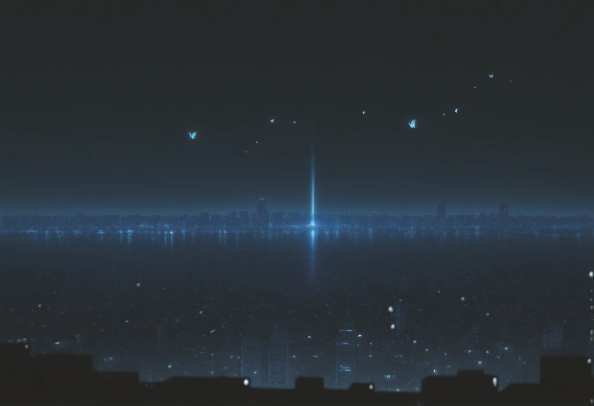 stylish,no humans,city light,black theme,dim lighting,high contrast,night sky,matserpiece,absurdres,depth of field,butterflies,extremely aesthetic,viloet theme,absurdres,wallpaper,panorama, <lora:arcain-2411:1>