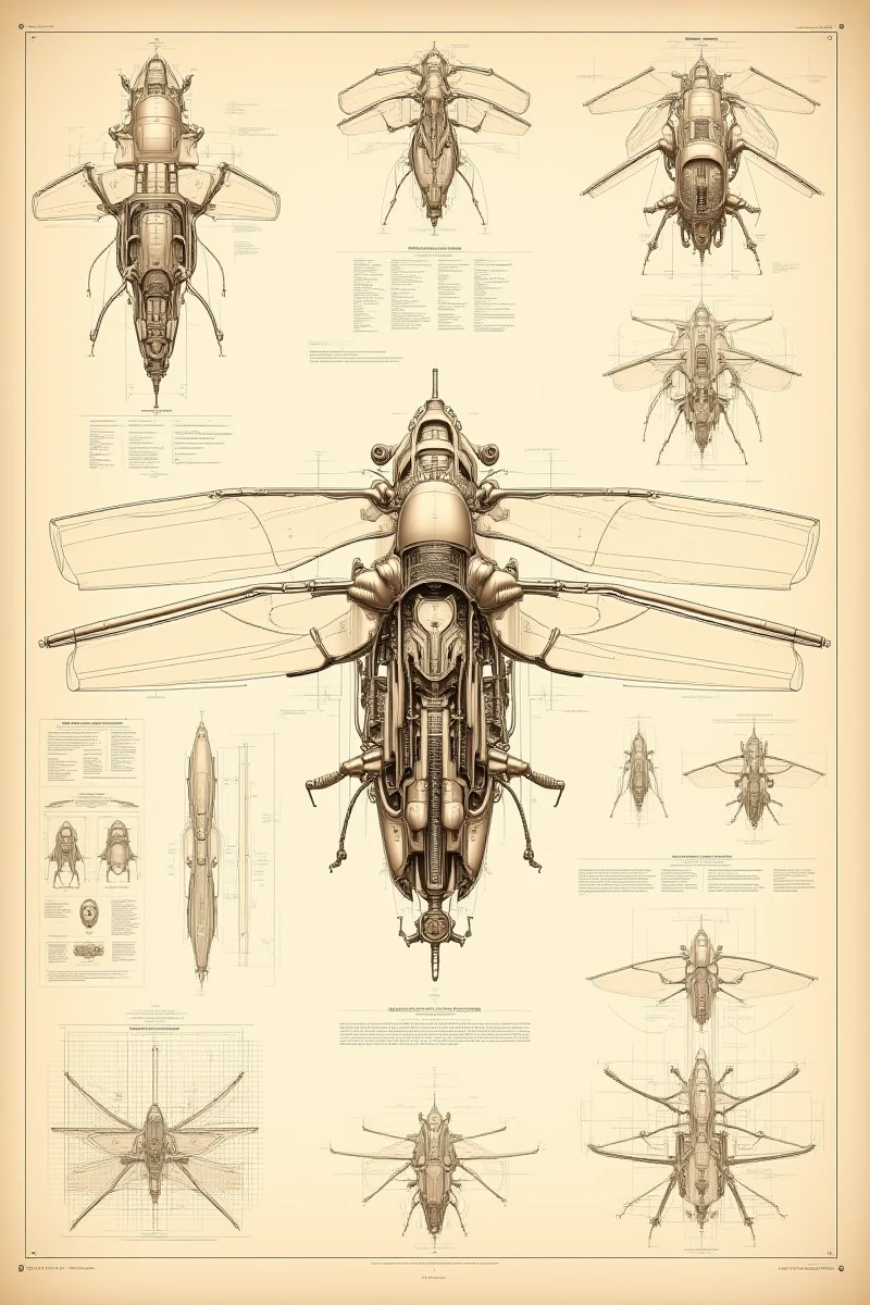 Blueprints & Sci-Fic Mechanical Drawings | Schematic Diagrams of Machinery