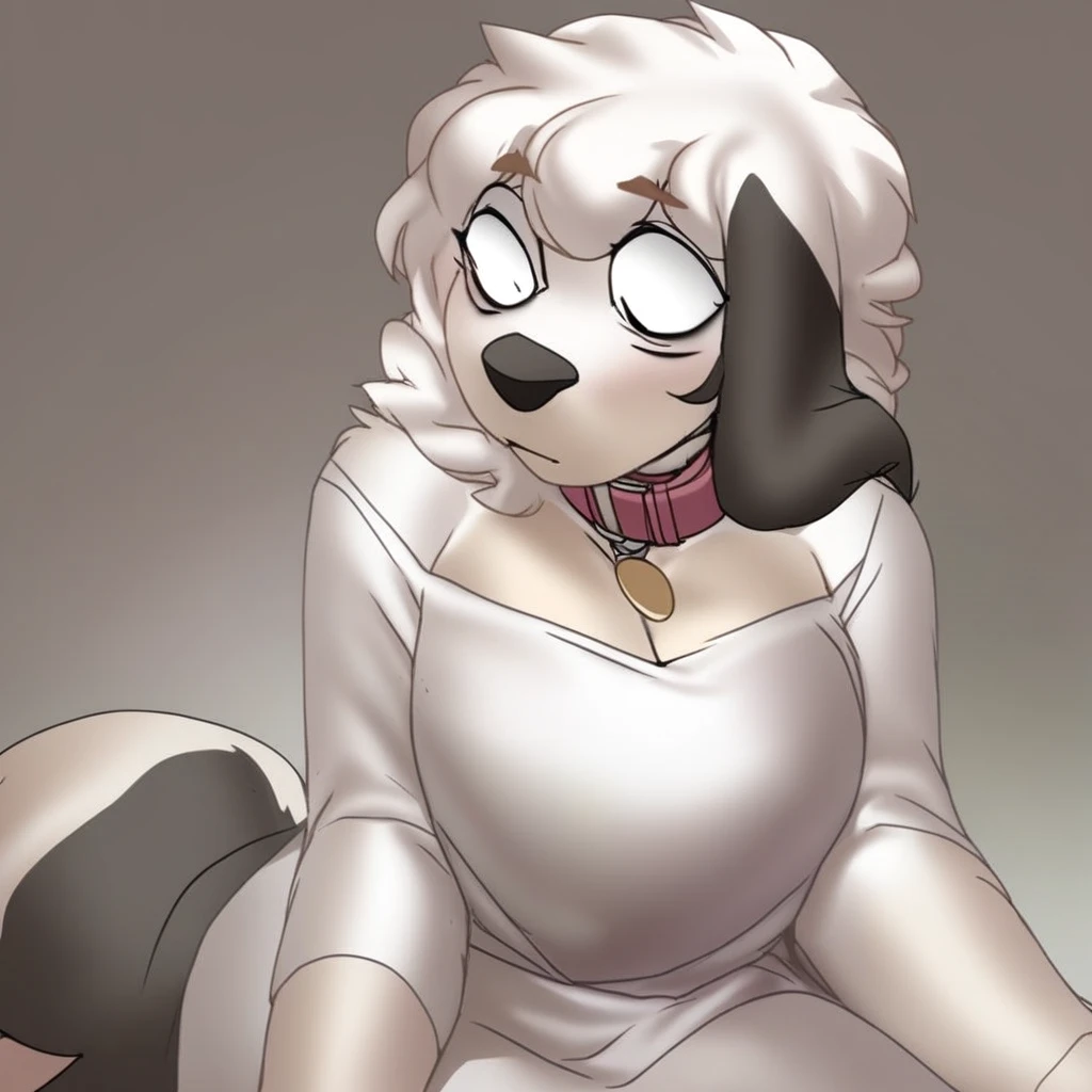 anthro husky woman furry detailed fur long fur long hair realistic fur digital art