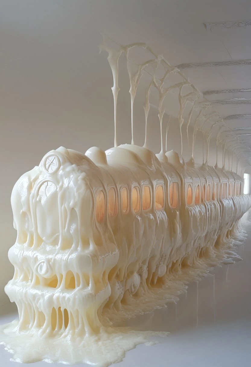 A train,cum, covered in cum, white cream slime