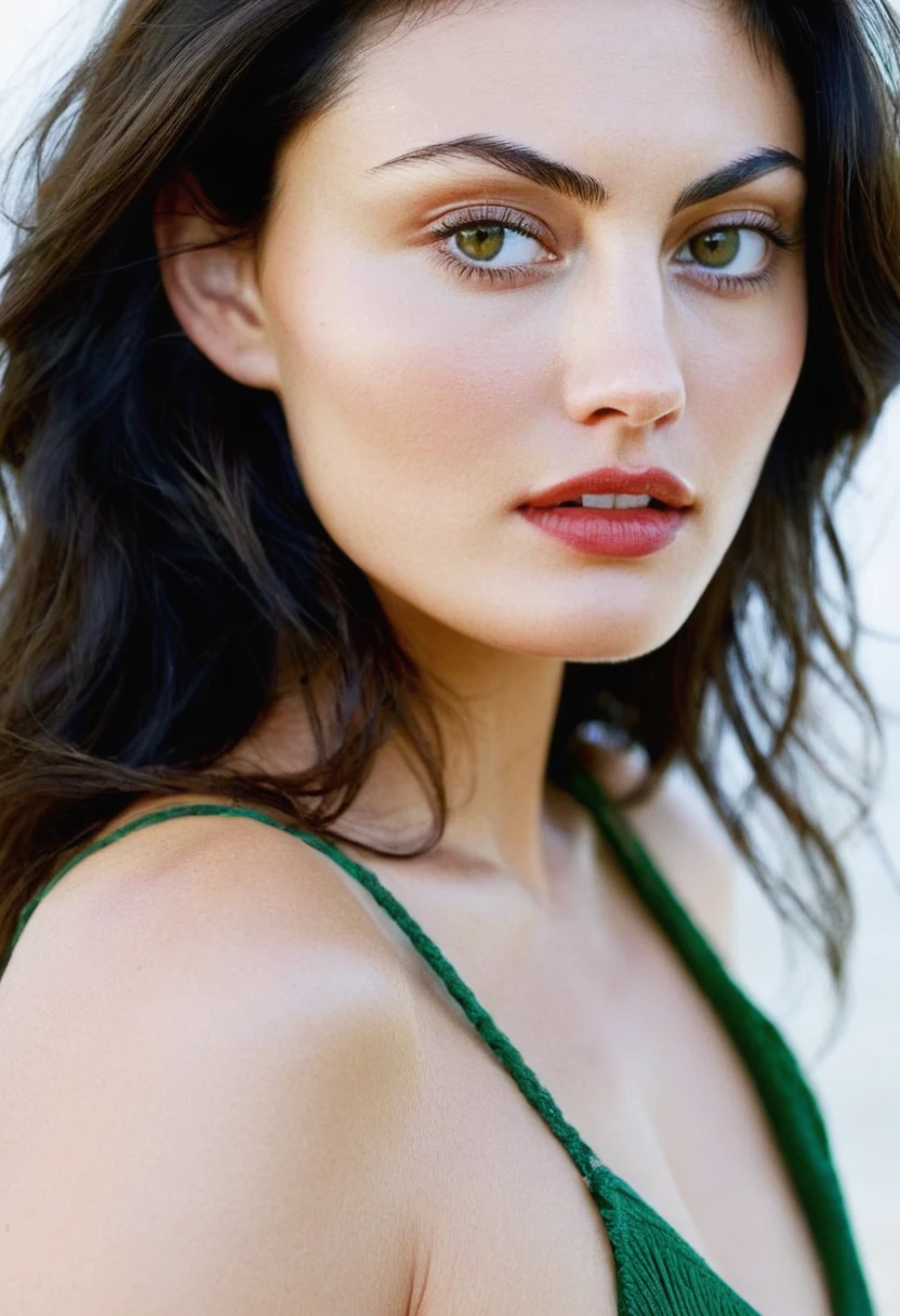 RAW photo, (Height, Approximately 5 feet 7 inches (170 cm), tall and graceful presence:1),(Build, Slim and toned, with a naturally elegant and proportionate figure, effortless beauty:1),(Hair, Dark brown hair, often worn long and wavy, hair has a healthy, glossy texture, sometimes styled in casual, beachy waves or sleek, straight looks:1),(Eyes, Hazel-green eyes, large and expressive, depth and brightness, gaze is captivating:1),(Skin, Fair to lightly tanned complexion, with a natural, radiant glow, skin tone complements her dark hair and hazel eyes, adding to her striking appearance:1),<lora:Phoebe Tonkin:0.89>,Phoebe Tonkin,., 8k uhd, dslr, soft lighting, high quality, film grain, Fujifilm XT3