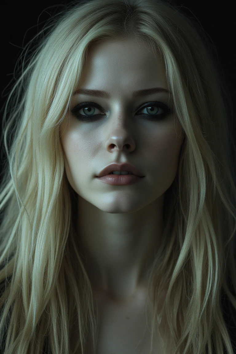 An intimate close-up of a woman captures her face in detail, highlighting every feature with soft, enveloping light. The camera, a Sony A7III with a 50mm f/1.2 lens, focuses on her seductive and daring gaze, full of intensity and mystery. The black eyeliner creates a perfect line that enhances her captivating look.
Her lips are slightly parted, with a subtle shine that contrasts with her pale, smooth skin. Her platinum hair falls in a messy but stylized manner over her forehead, framing her face as if it were a canvas of contained energy. Her background is almost non-existent, blurred into soft shadows that allow all the focus to be on her.
The image conveys a sense of strength, mystery and a subtle but powerful sensuality, reflecting her bold character and enigmatic presence.,Midjourney v6