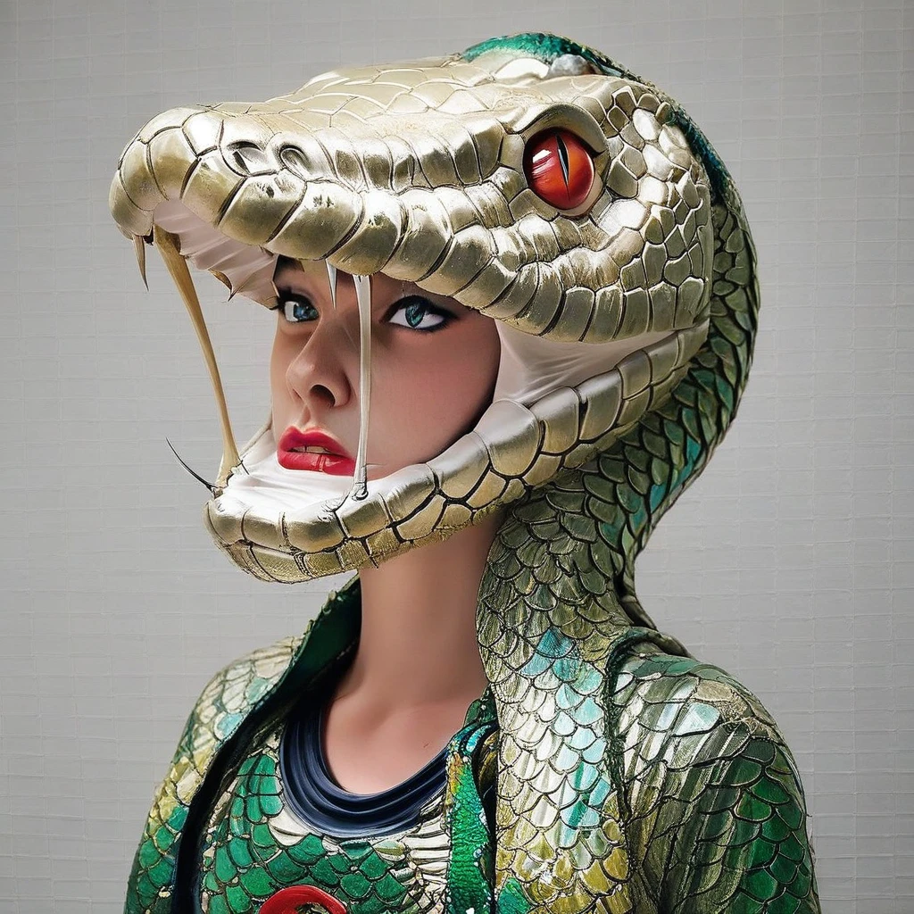 1girl, solo, SnakeMask, Snake helmet