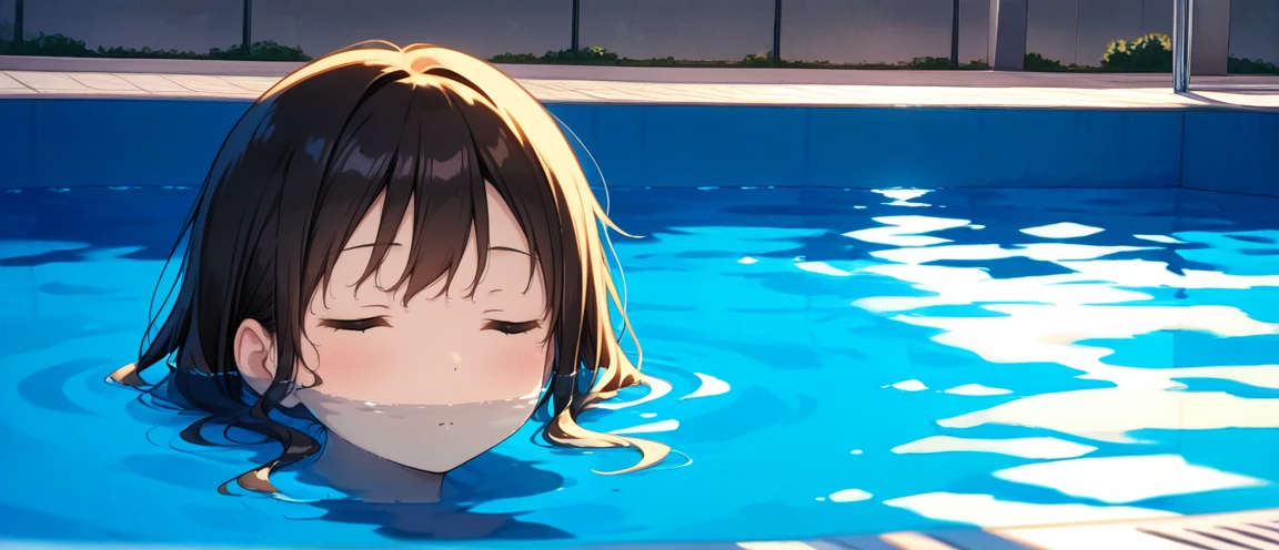 1girl, swimsuit, shoulders under water, partially submerged, pool, outdoors, upper body,
simple background, facing viewer, closed mouth,
masterpiece, best quality,
<lora:shoulders_under_water_anyillustriousXLFor_v11_adamsf_5390_v1.0:1>